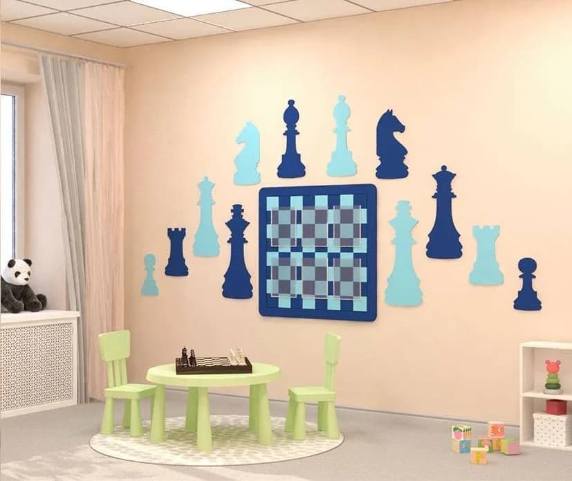 Информационный стенд с декором "Шахматная доска"